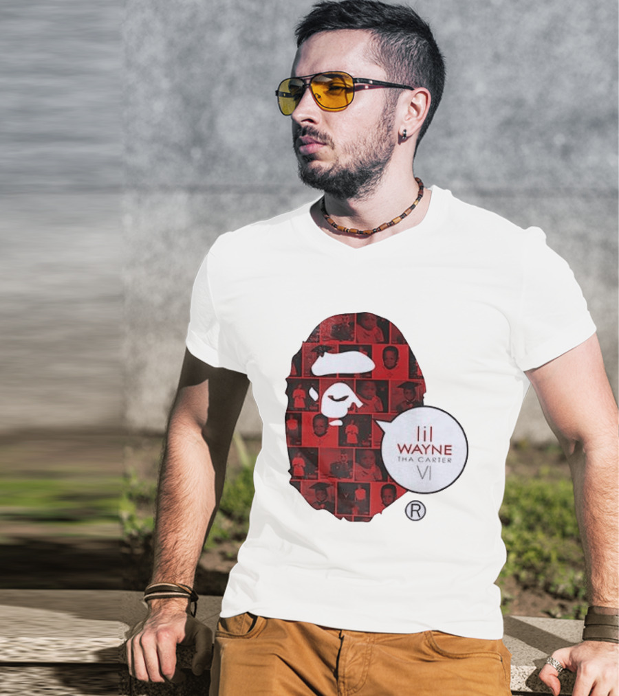 Lil Wayne Tha Carter VI BAPE Collaboration Red Photo Collage T-Shirt