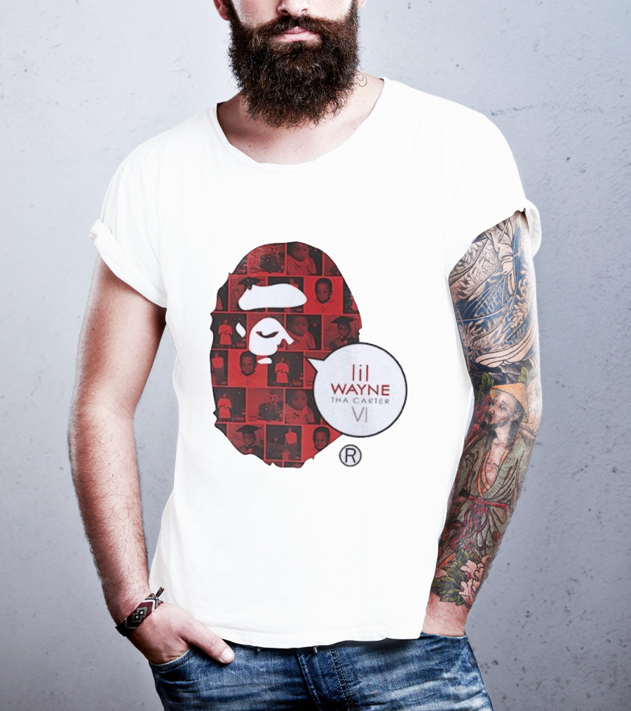 Lil Wayne Tha Carter VI BAPE Collaboration Red Photo Collage T-Shirt