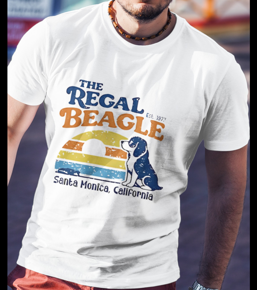 The Regal Beagle Santa Monica California Est 1977 Sunset Dog T-Shirt
