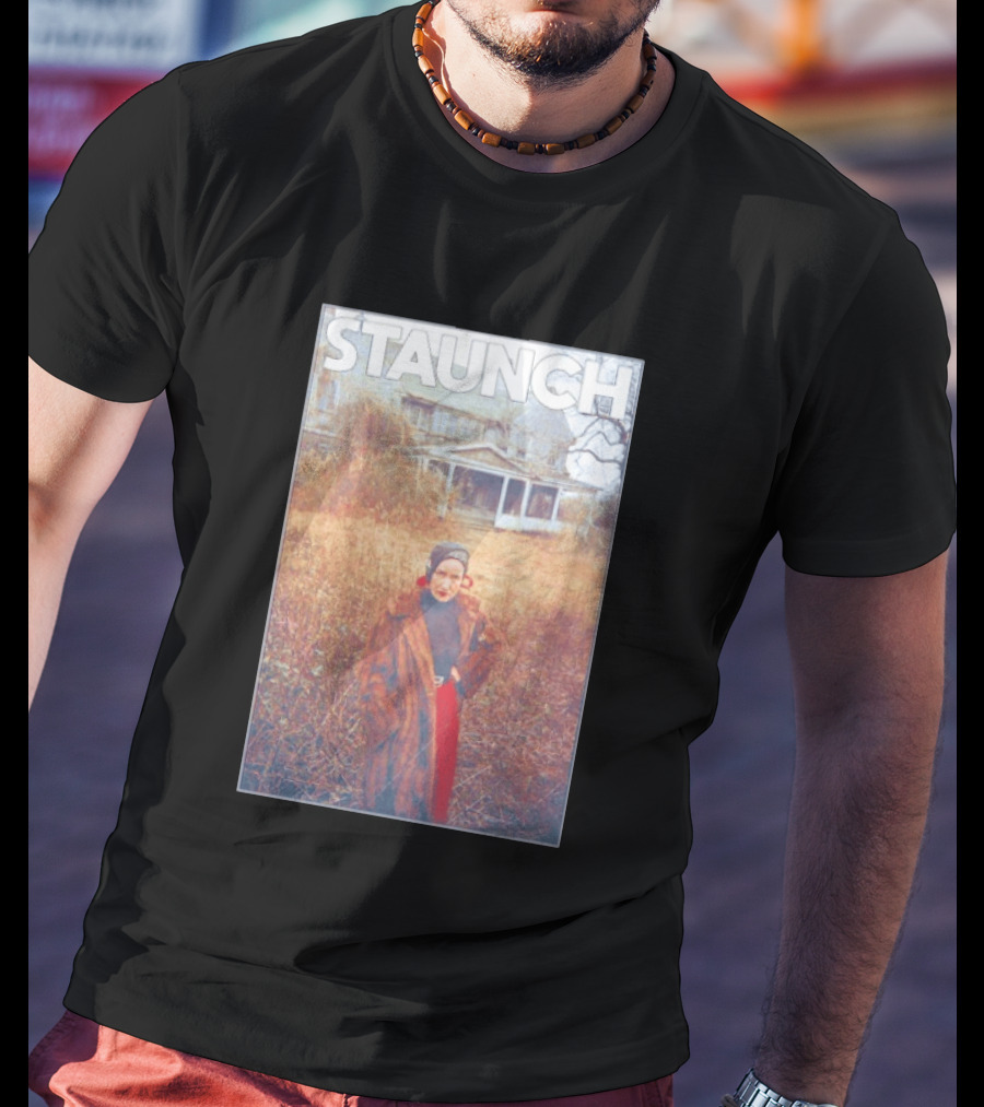 STAUNCH Vintage Fur Coat Homestead Scene T-Shirt