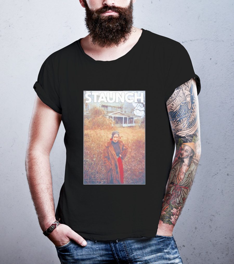 STAUNCH Vintage Fur Coat Homestead Scene T-Shirt