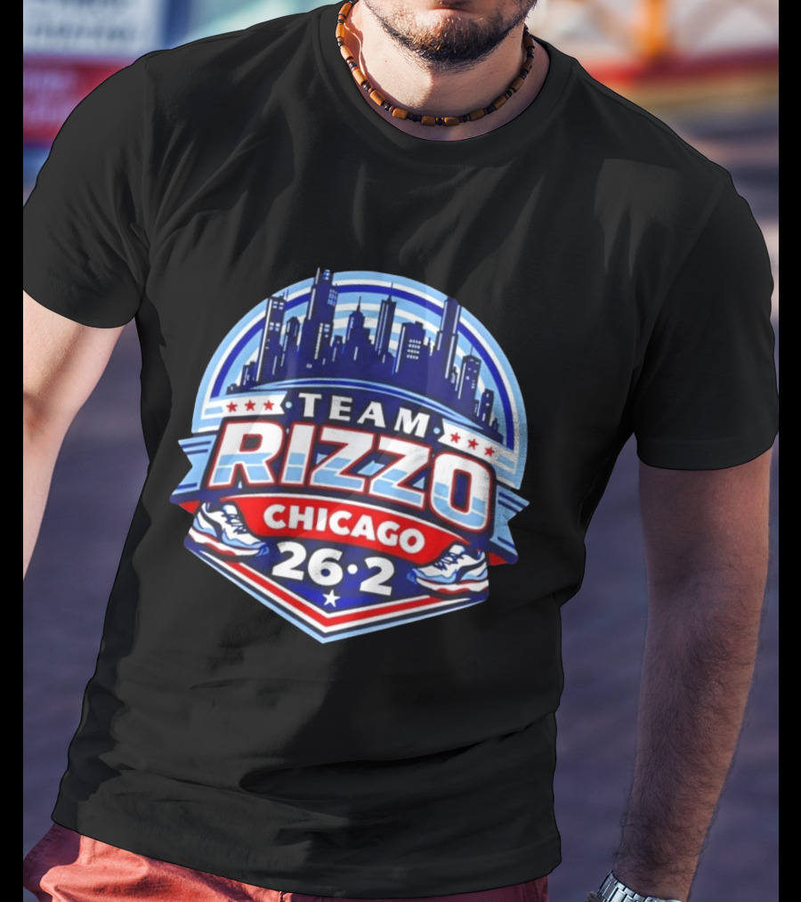 Team Rizzo Chicago Marathon 26.2 Skyline Sneakers Stars T-Shirt
