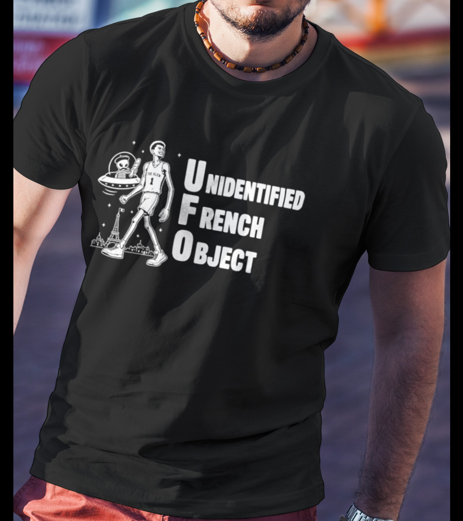 UFO Unidentified French Object Victor Wembanyama San Antonio Spurs Eiffel Tower Basketball T-Shirt
