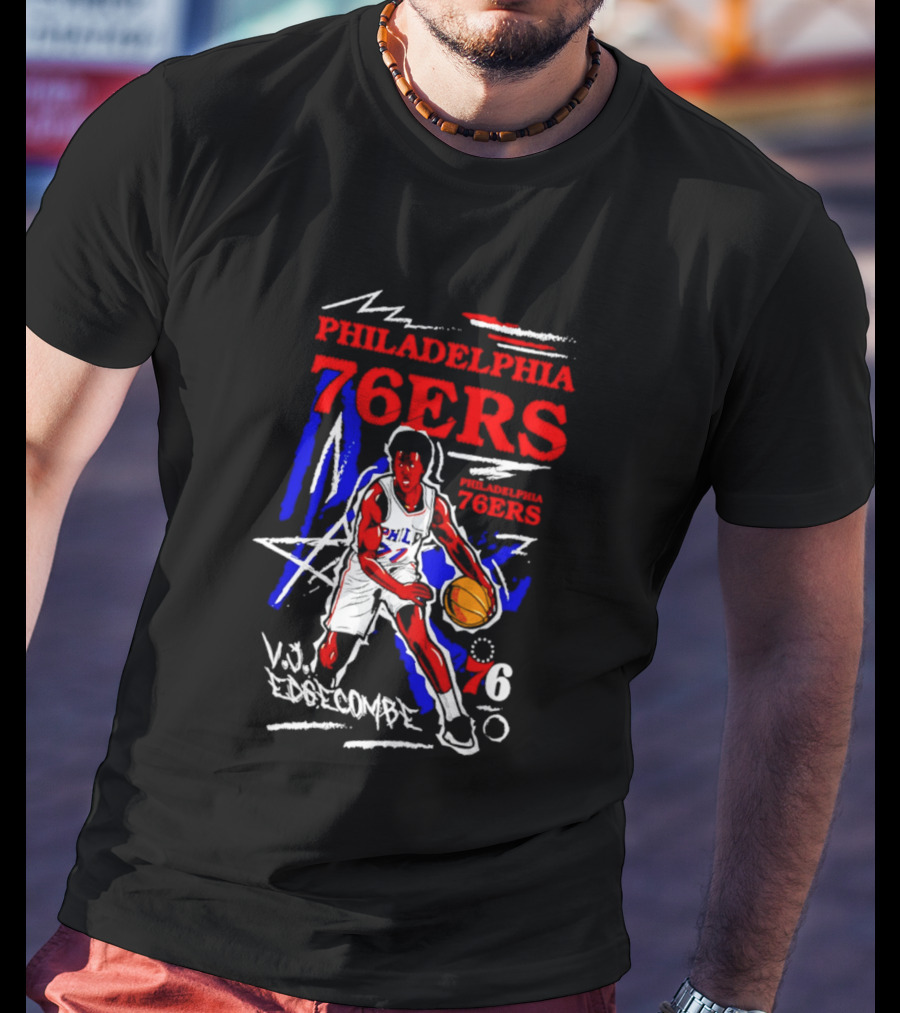 Philadelphia 76ers VJ Edgecombe Chalked Up Player Name Number 6 T-Shirt
