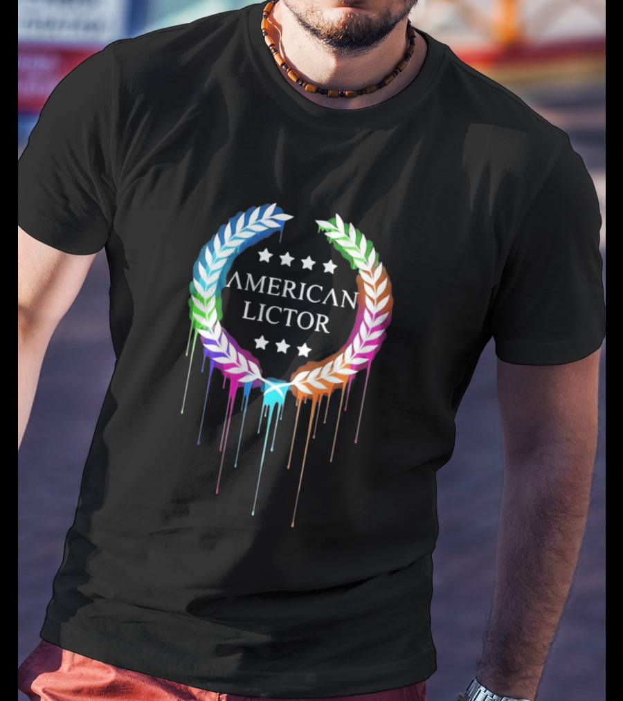 American Lictor Rainbow Laurel Wreath Stars T-Shirt