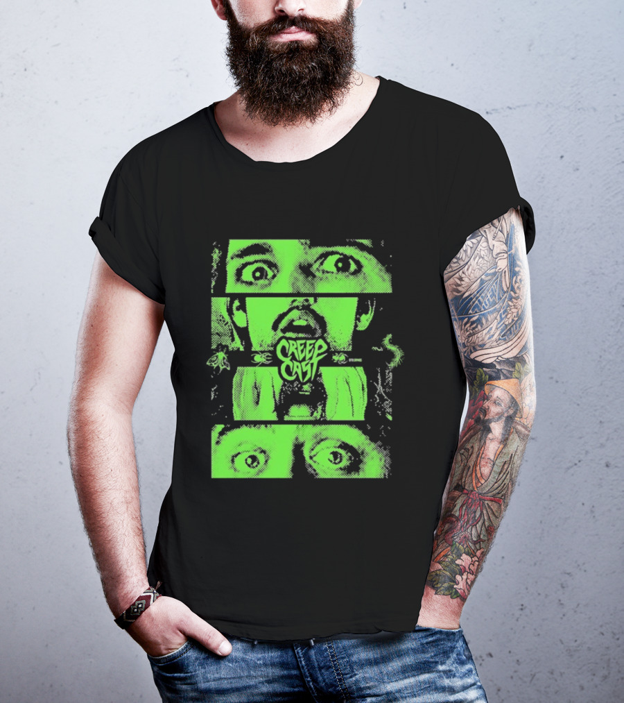 CreepCast Horror Retro Comic Green Face T-Shirt