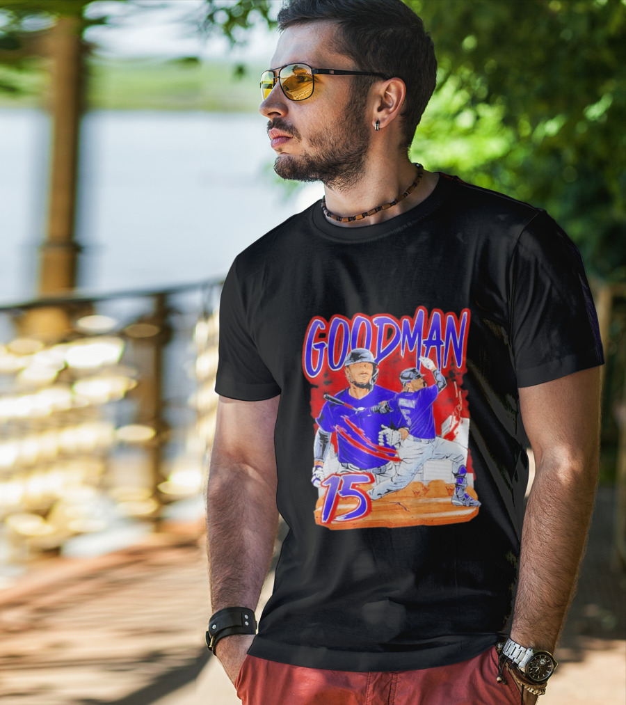 Goodman Baseball Action And Number 15 Illustration Euphoria Rise T-Shirt