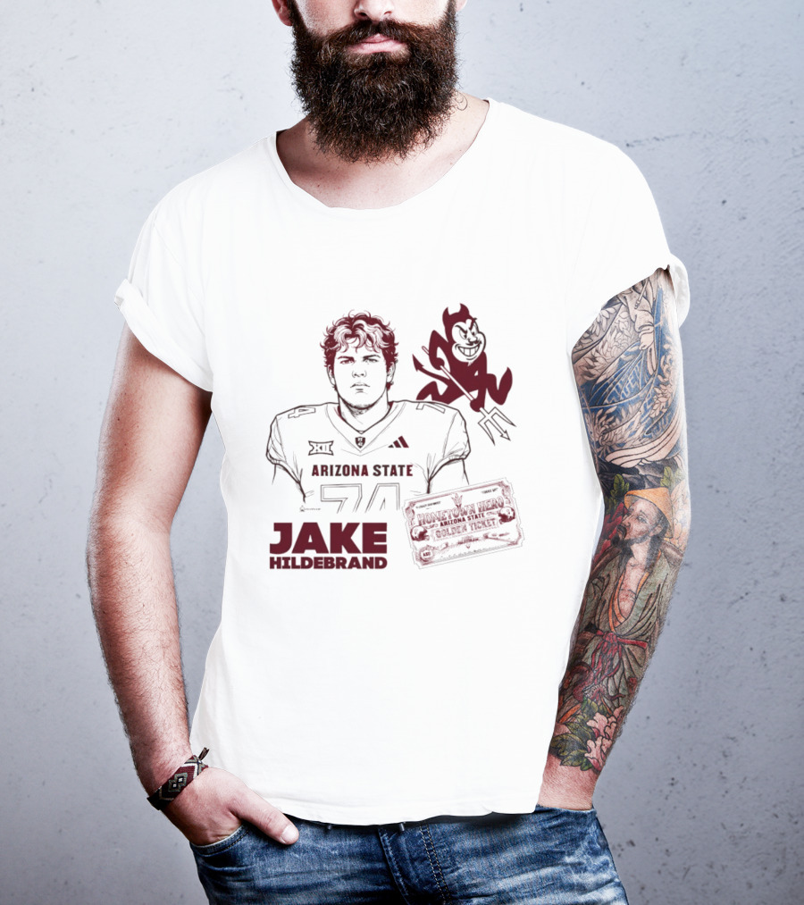 Jake Hildebrand Arizona State Sun Devils Football 74 Hometown Hero Golden Ticket T-Shirt