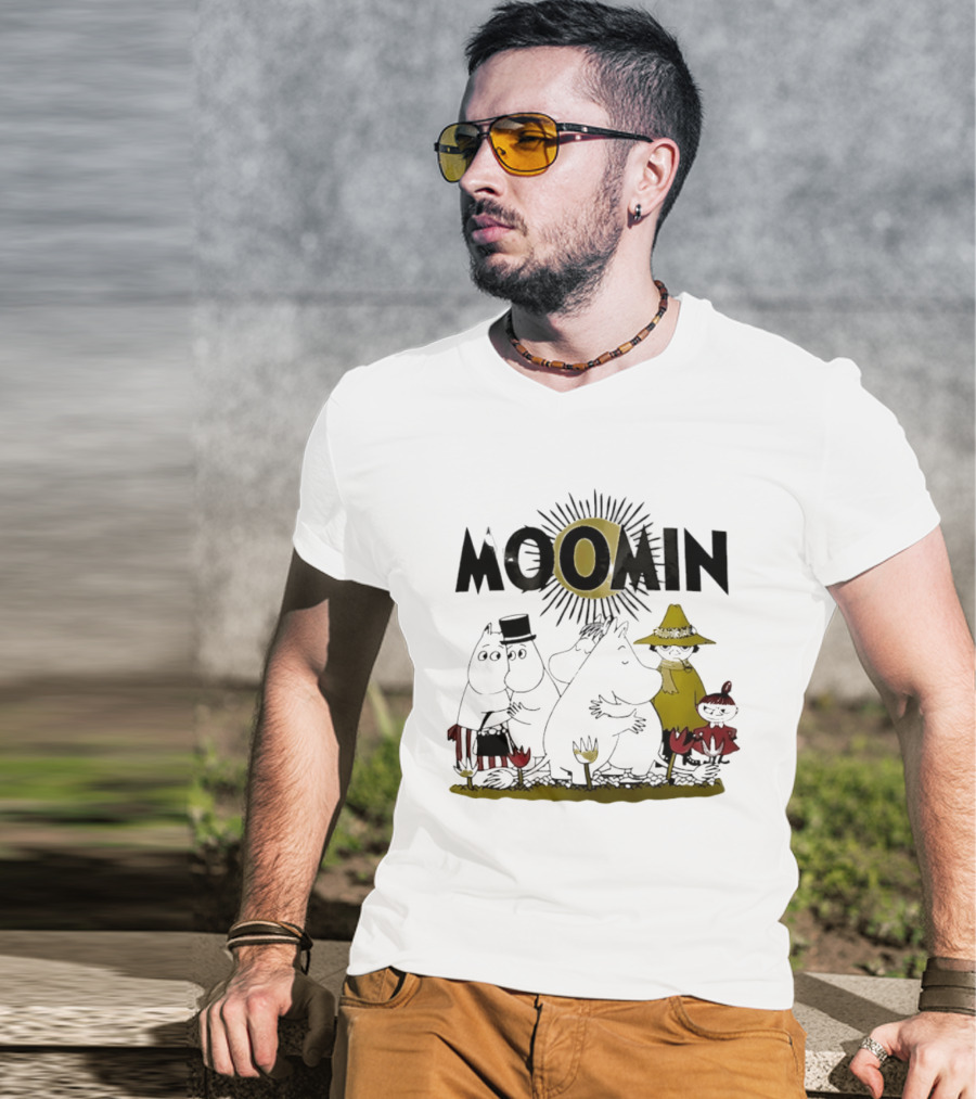 Moomin Family In Sunshine Cartoon Gathering T-Shirt