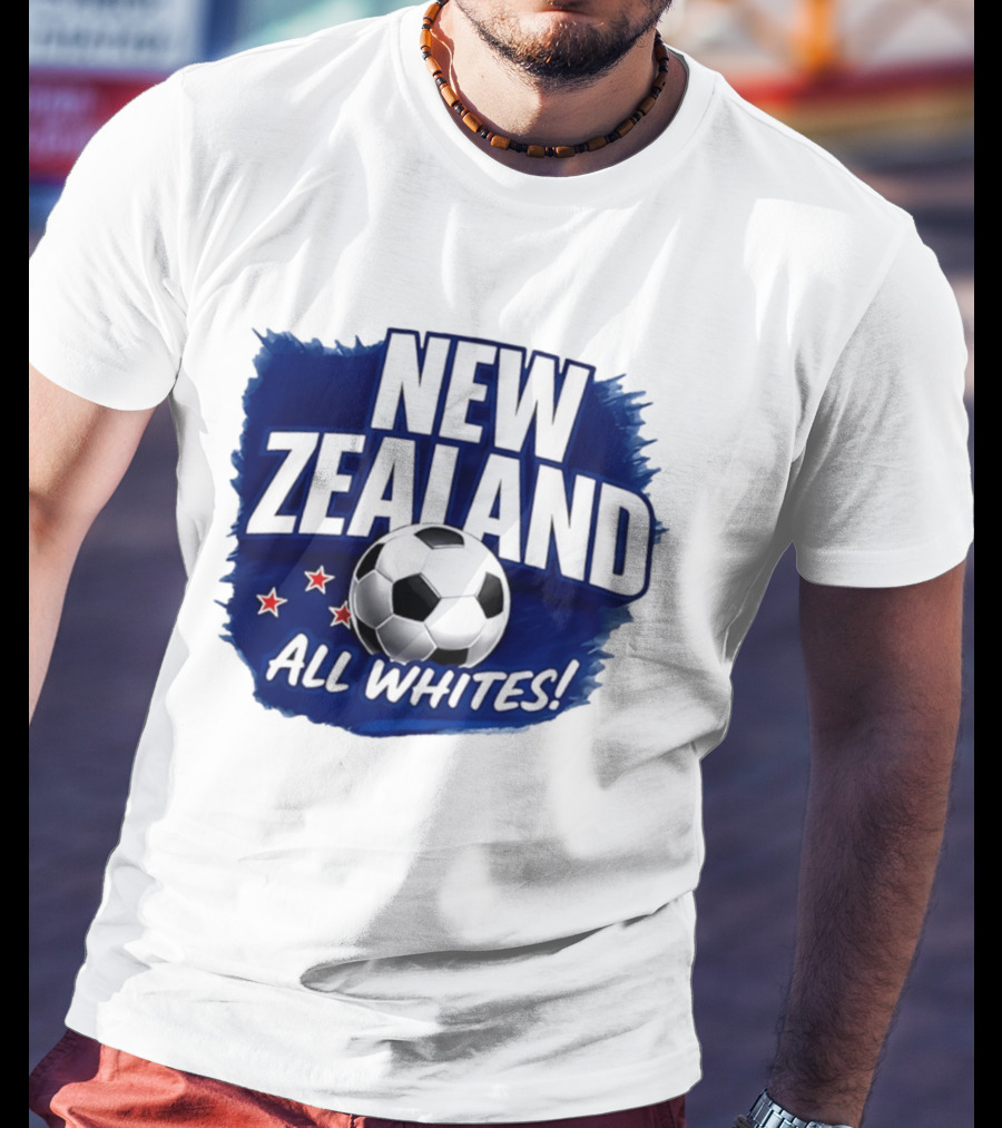 New Zealand All Whites Soccer Team Stars And Ball T-Shirt