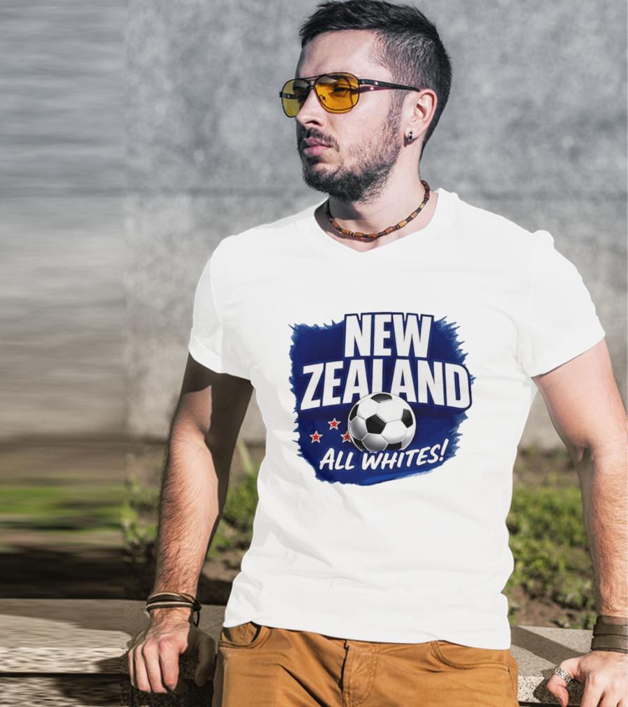 New Zealand All Whites Soccer Team Stars And Ball T-Shirt