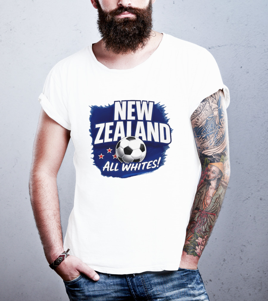New Zealand All Whites Soccer Team Stars And Ball T-Shirt
