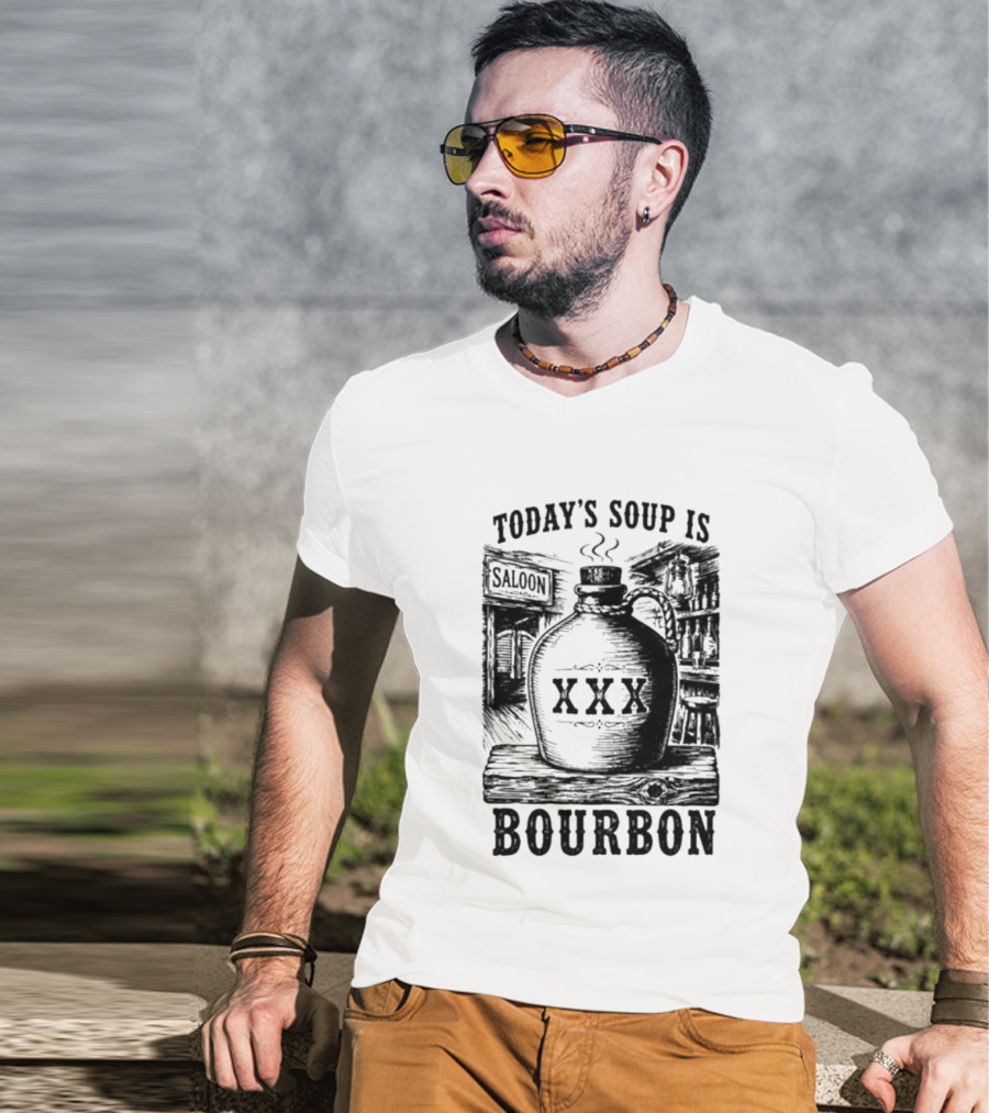 Today's Soup Is Saloon XXX Bourbon Vintage Western Barrel T-Shirt