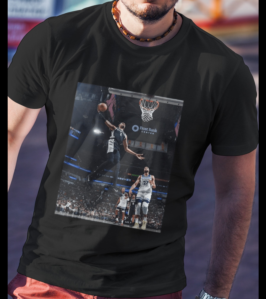 Victor Wembanyama Dunk Spurs Vs Timberwolves Frost Bank Center T-Shirt
