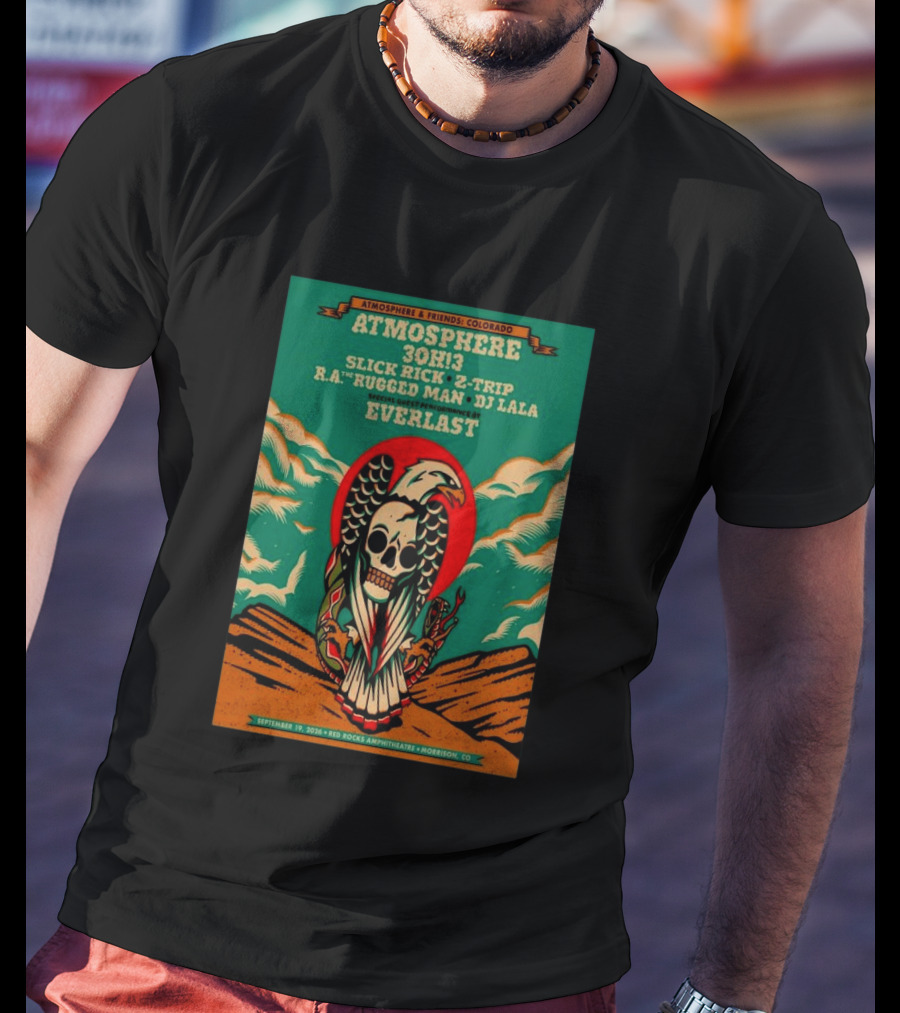 Atmosphere Friends Colorado 2026 Red Rocks Amphitheatre Morrison Concert Slick Rick Everlast 30h13 T-Shirt