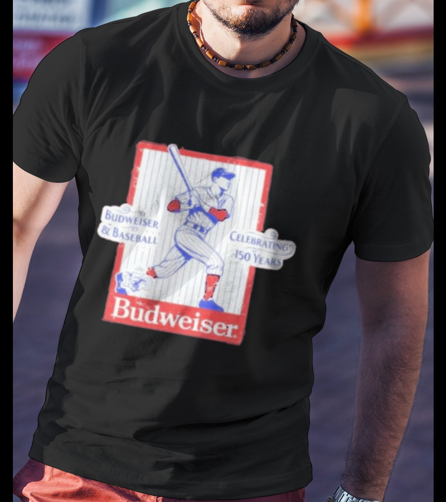 Budweiser Baseball Celebrating 150 Years Vintage Iconic Batter T-Shirt