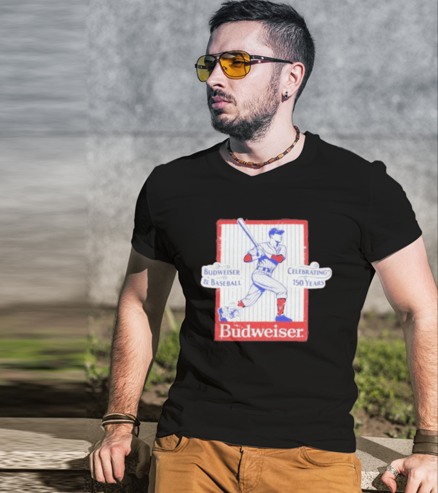Budweiser Baseball Celebrating 150 Years Vintage Iconic Batter T-Shirt