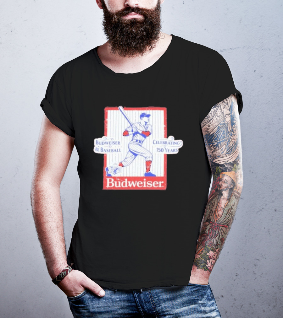 Budweiser Baseball Celebrating 150 Years Vintage Iconic Batter T-Shirt