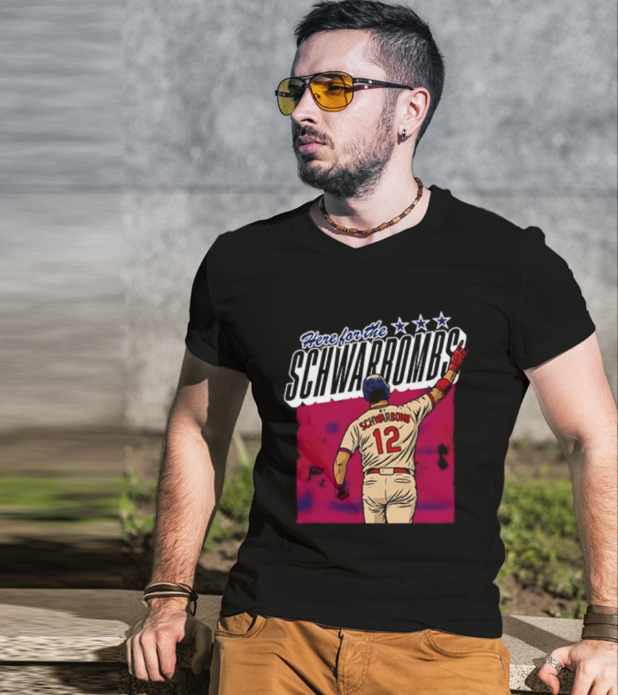 Here For The Schwarbombs Kyle Schwarber 12 Baseball T-Shirt