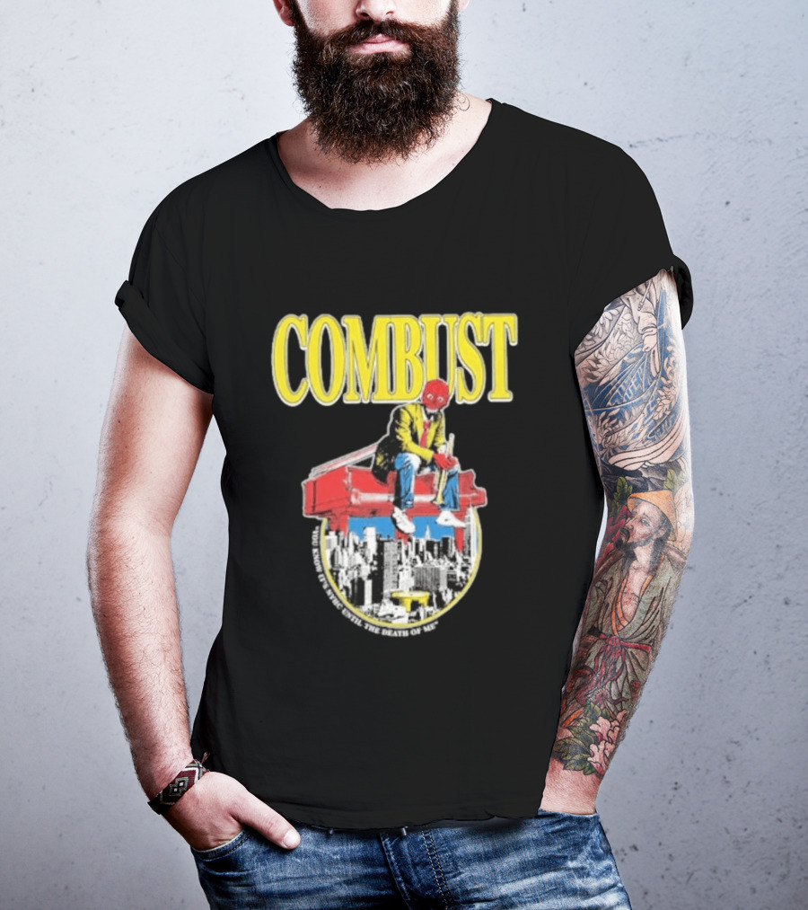 Combust Brooklyn Music Hall Of Williamsburg May 15 2026 Iconic Cityscape And Surreal Red Face T-Shirt