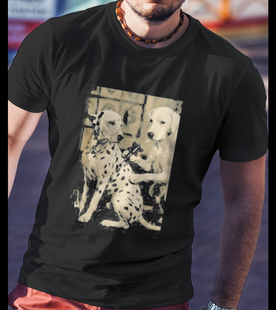 Dalmatian Dog Tattoo Artist Black And White Humor T-Shirt