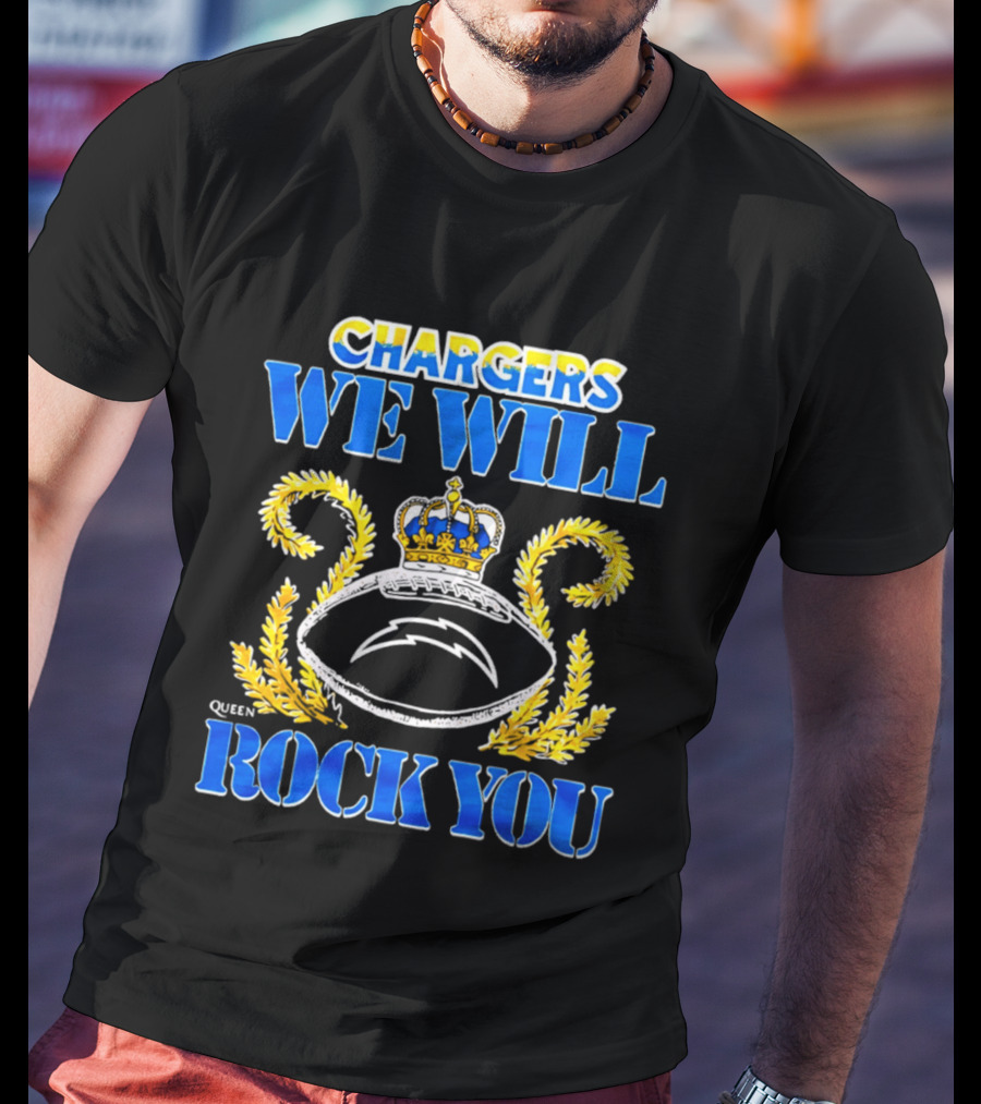 Chargers We Will Rock You Queen 2026 Football Crown Laurel T-Shirt