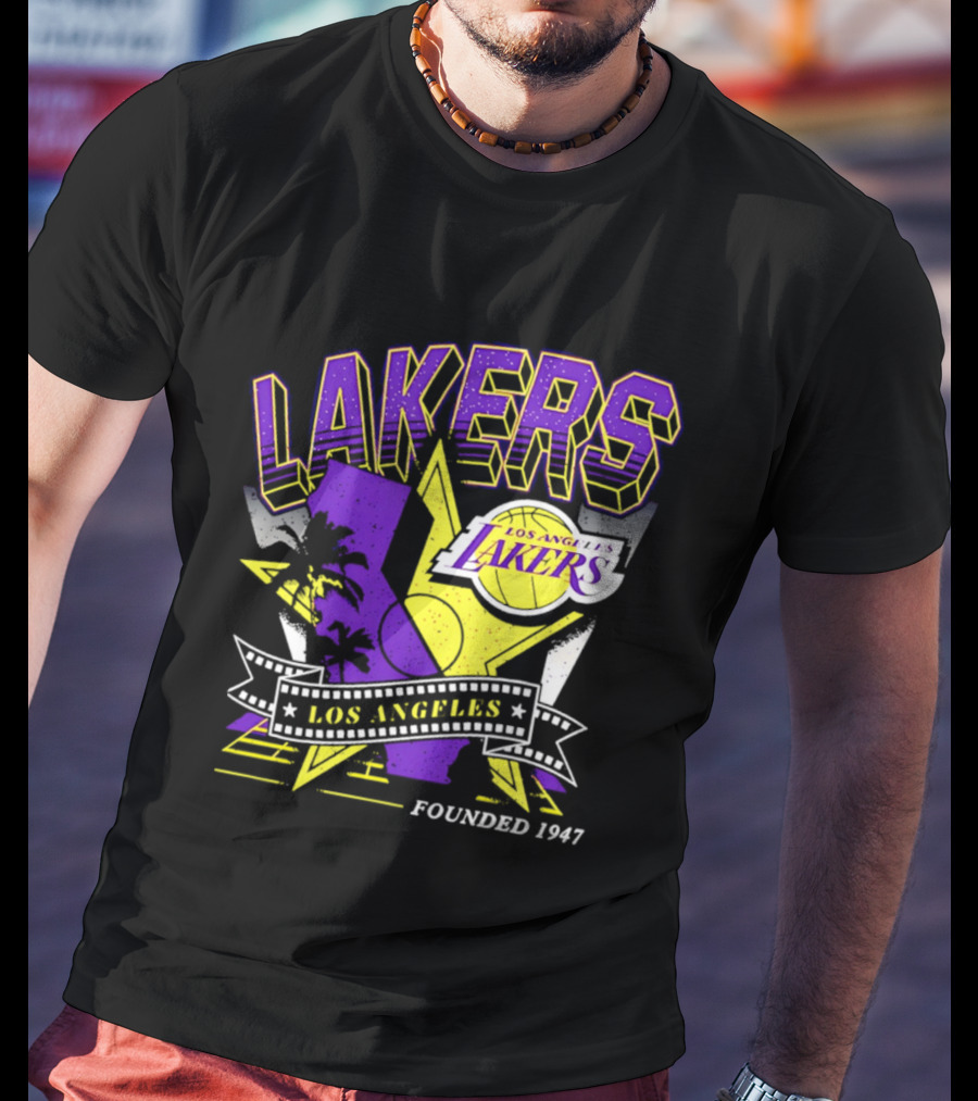 Los Angeles Lakers Founded 1947 NBA Team California Map T-Shirt