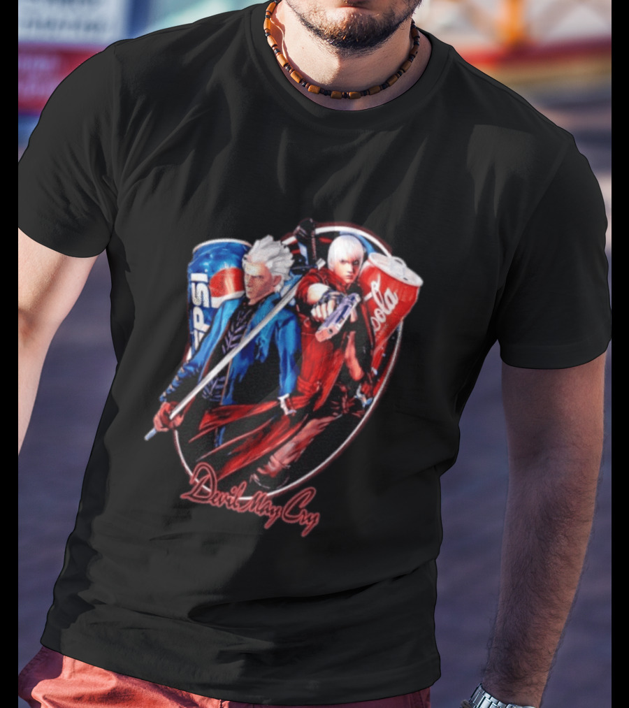 Devil May Cry Dante Vergil Pepsi Coca Cola Drink Battle T-Shirt