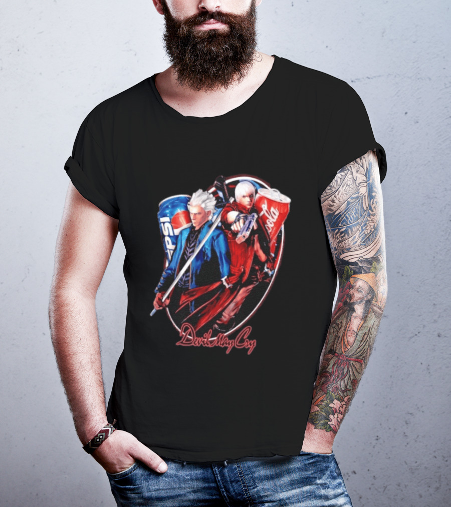 Devil May Cry Dante Vergil Pepsi Coca Cola Drink Battle T-Shirt