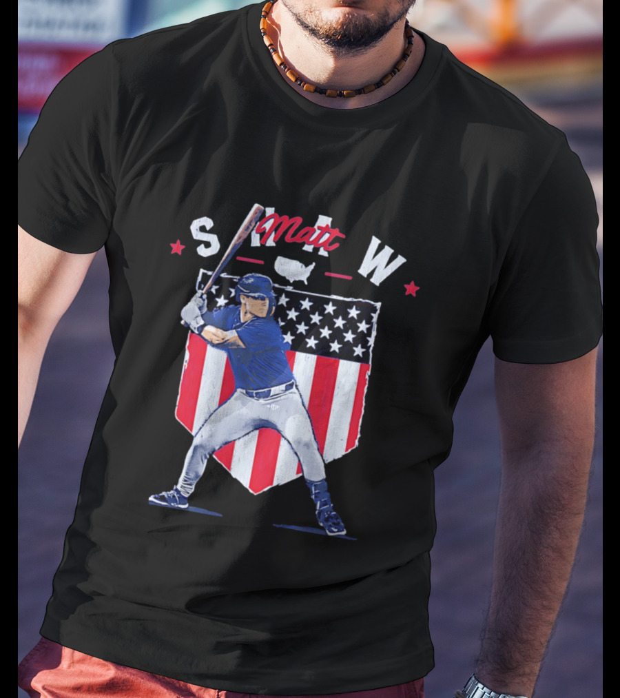 Matt Shaw Stars Stripes Chicago Cubs Baseball T-Shirt