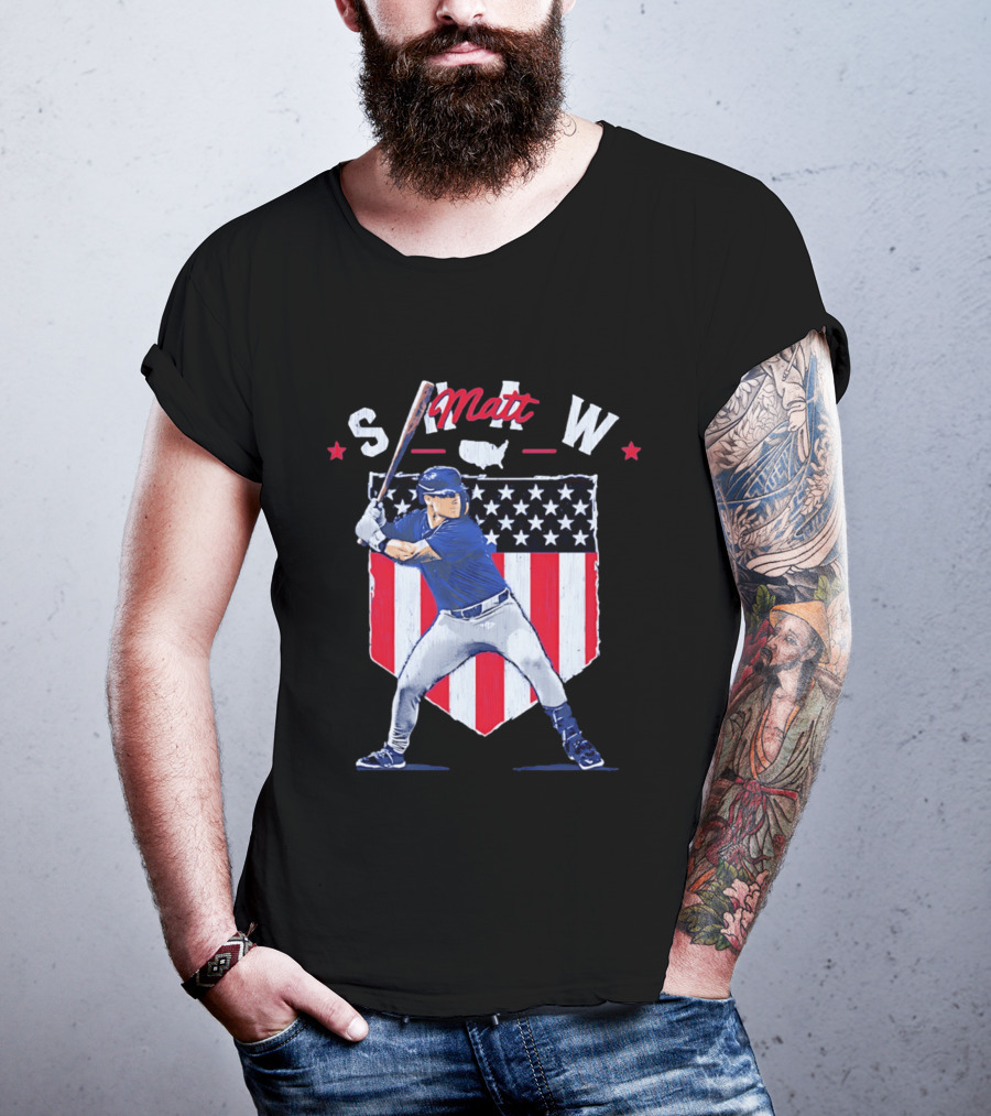 Matt Shaw Stars Stripes Chicago Cubs Baseball T-Shirt