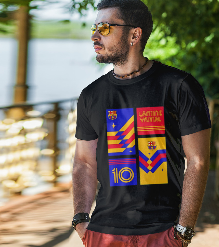 FC Barcelona Lamine Yamal 10 Vibes With Team Colors And Crest T-Shirt