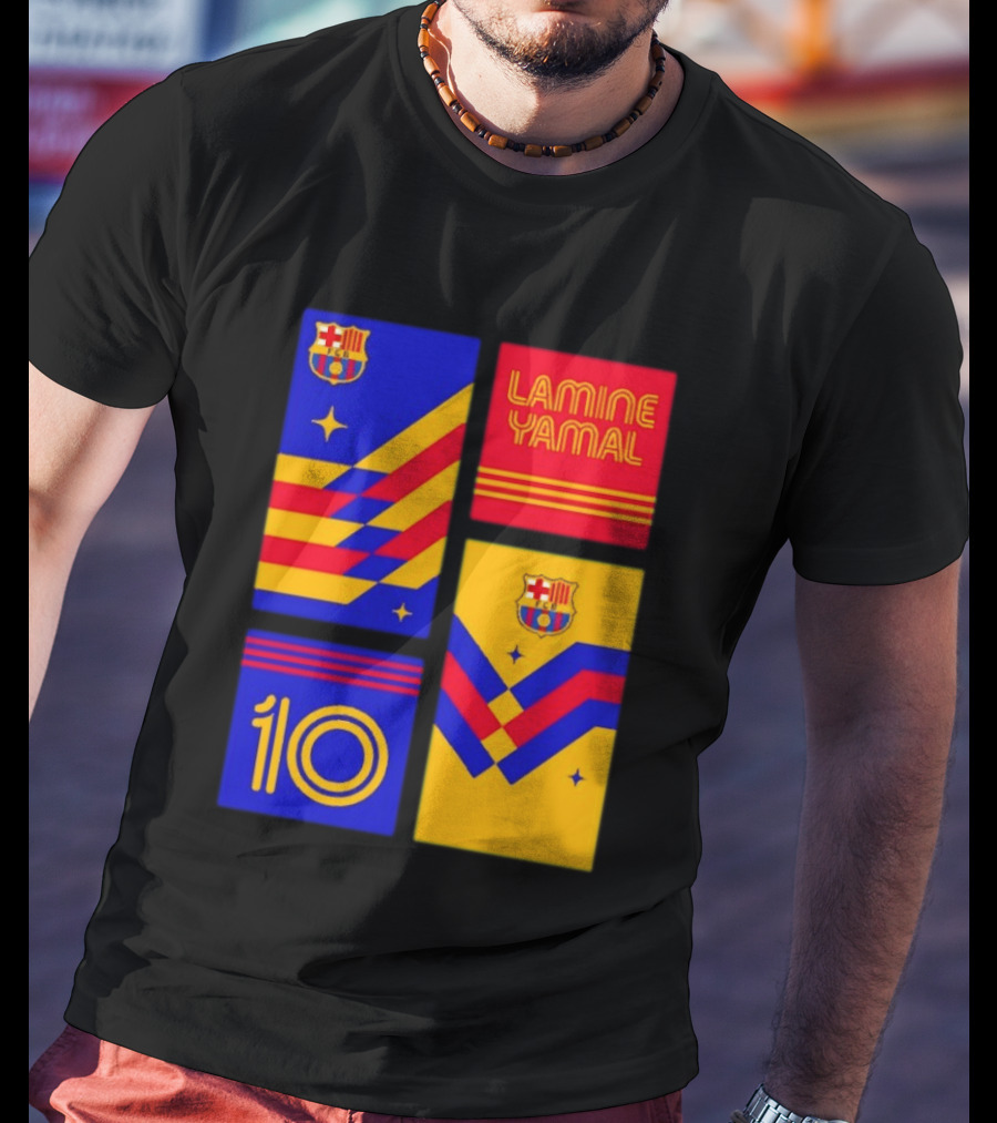 FC Barcelona Lamine Yamal 10 Vibes With Team Colors And Crest T-Shirt