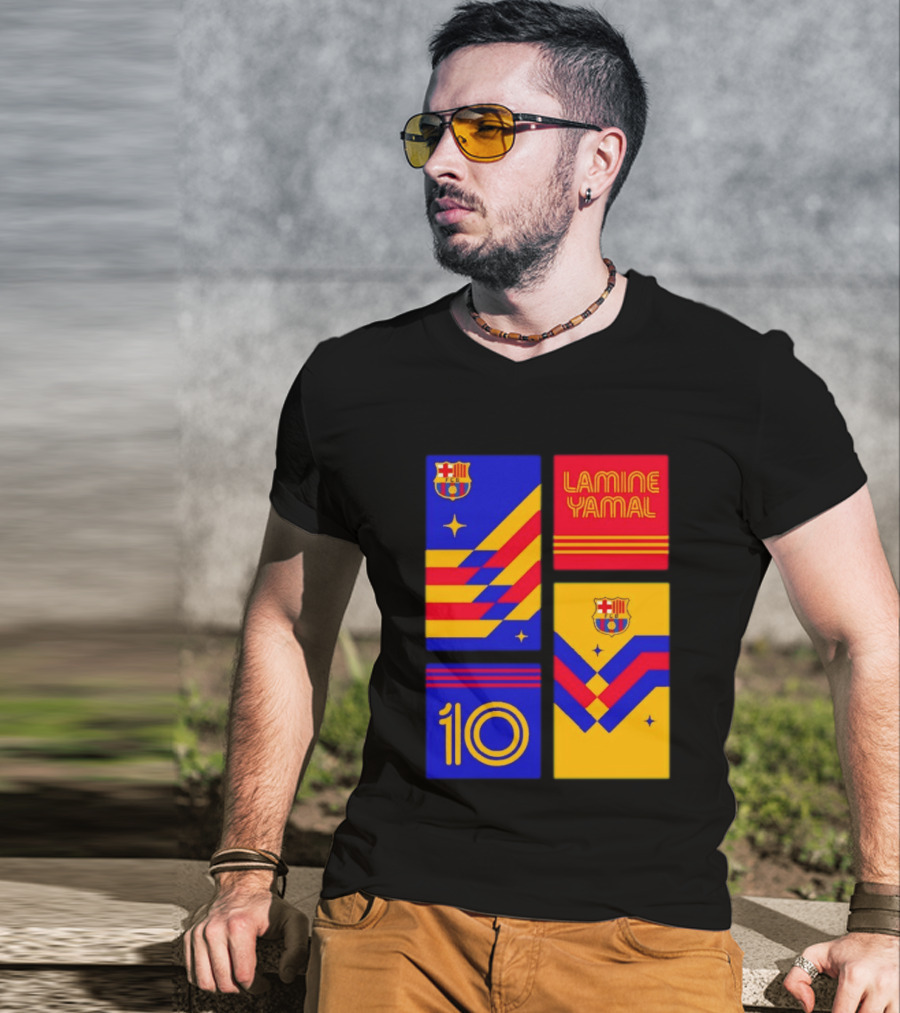 FC Barcelona Lamine Yamal 10 Vibes With Team Colors And Crest T-Shirt
