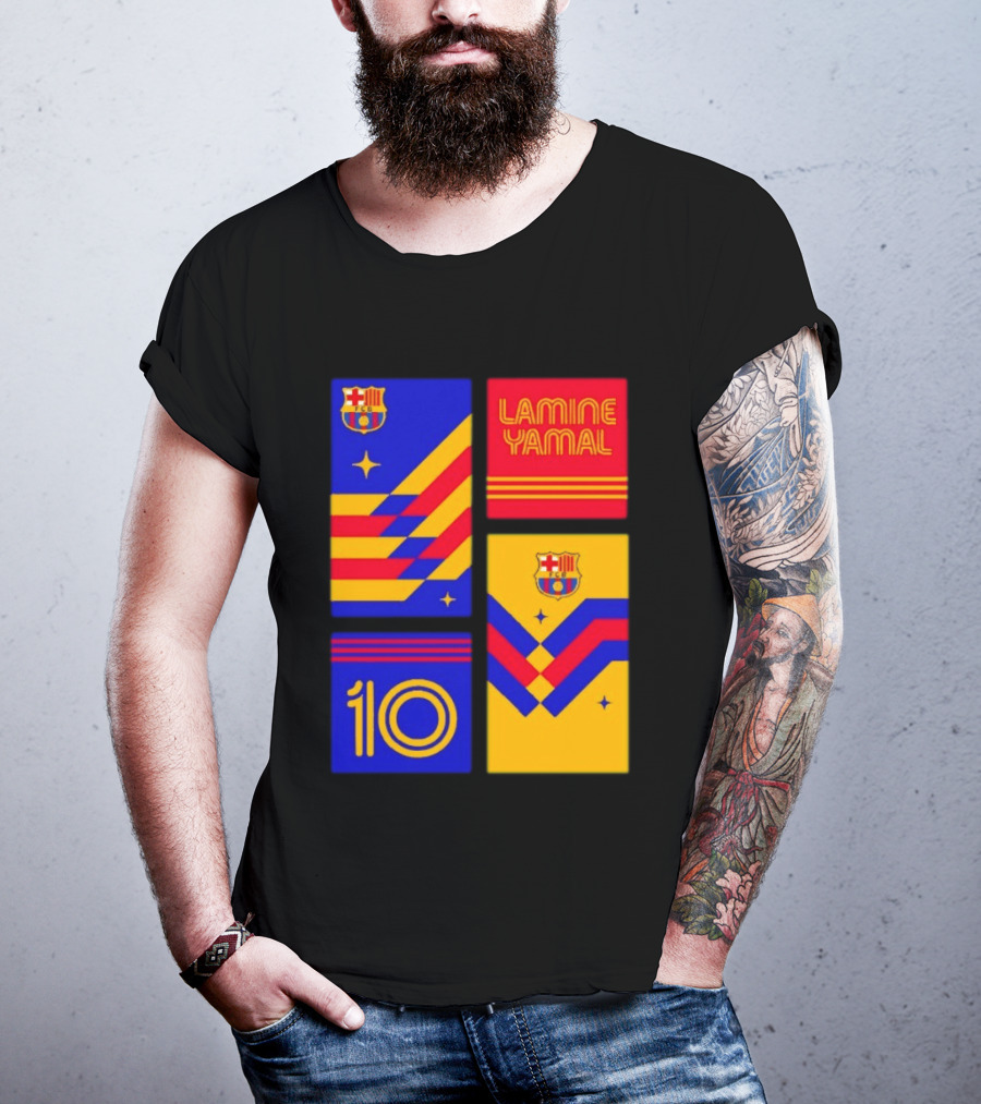 FC Barcelona Lamine Yamal 10 Vibes With Team Colors And Crest T-Shirt