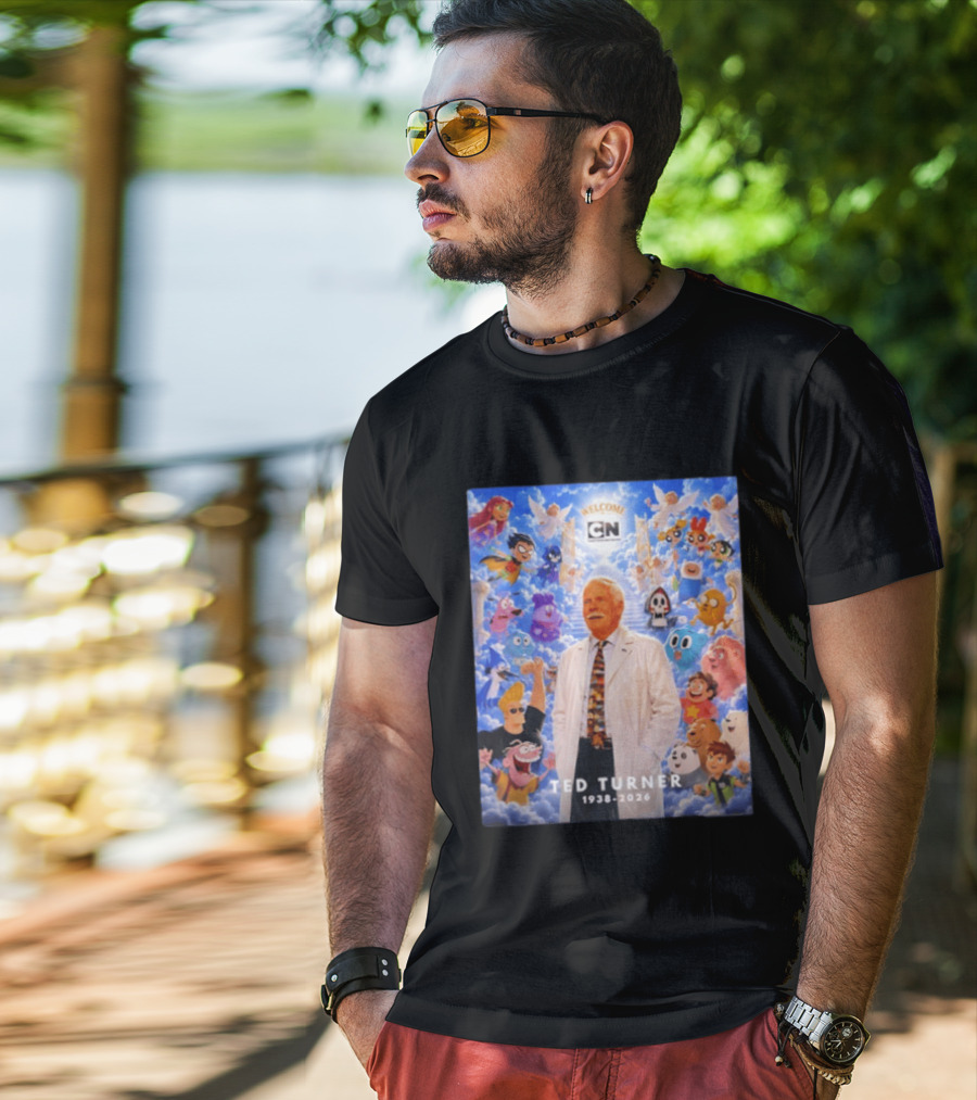 Welcome Cartoon Network Ted Turner 1938 2026 Characters Heaven T-Shirt
