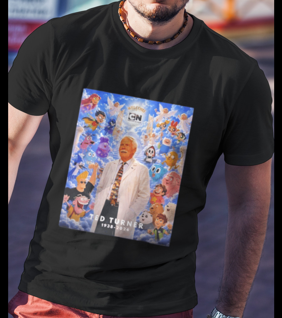 Welcome Cartoon Network Ted Turner 1938 2026 Characters Heaven T-Shirt