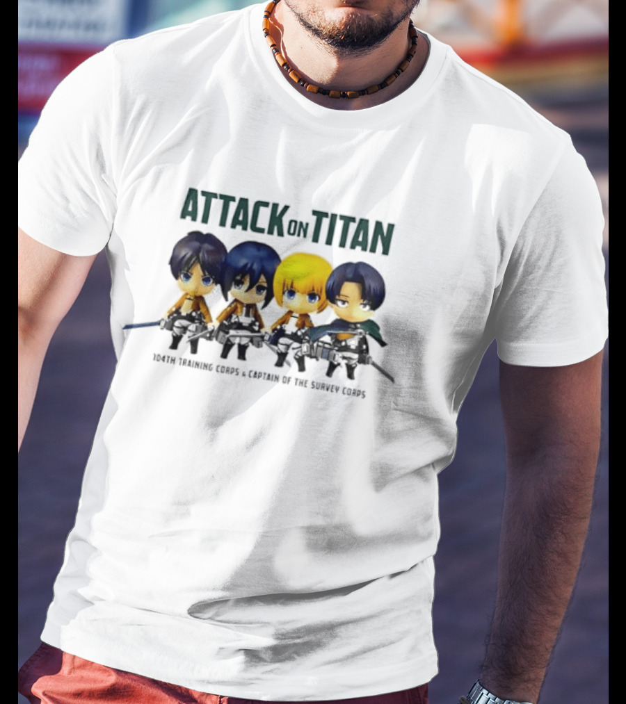 Attack On Titan Chibi Eren Mikasa Armin Levi 104th Training Corps Survey Corps T-Shirt