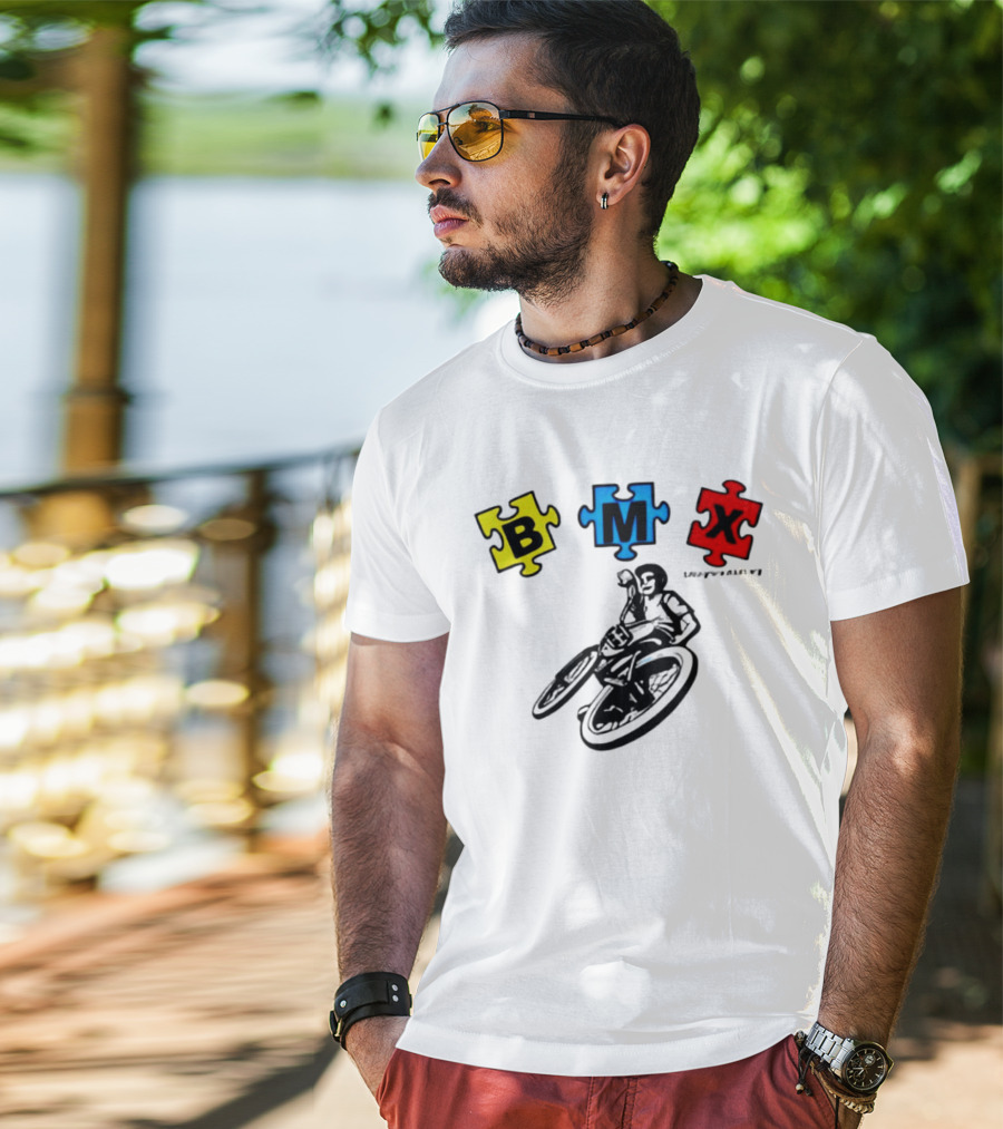BMX Puzzle Pieces Bike Rider Autism T-Shirt