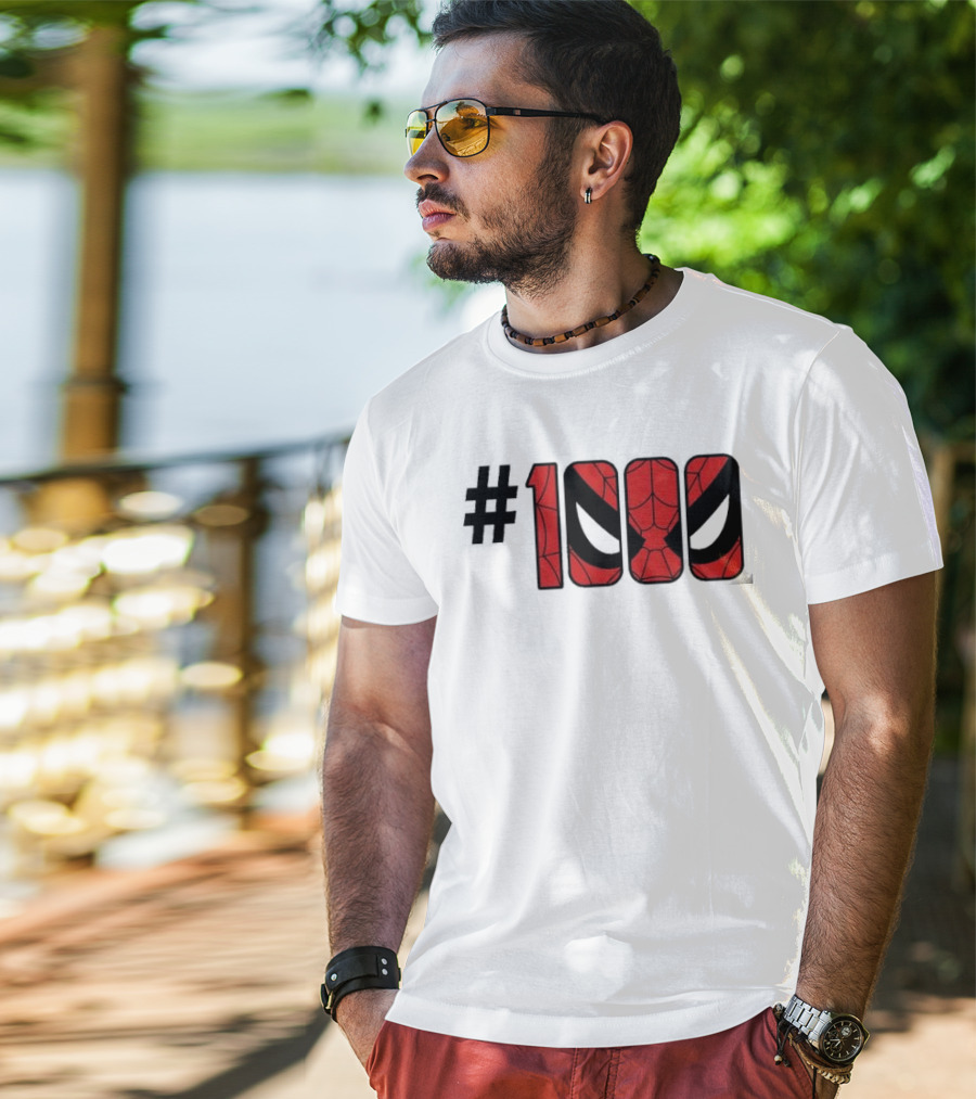 #1000 Spider Man Mask Red Web T-Shirt