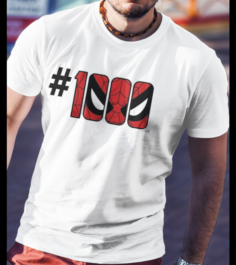 #1000 Spider Man Mask Red Web T-Shirt