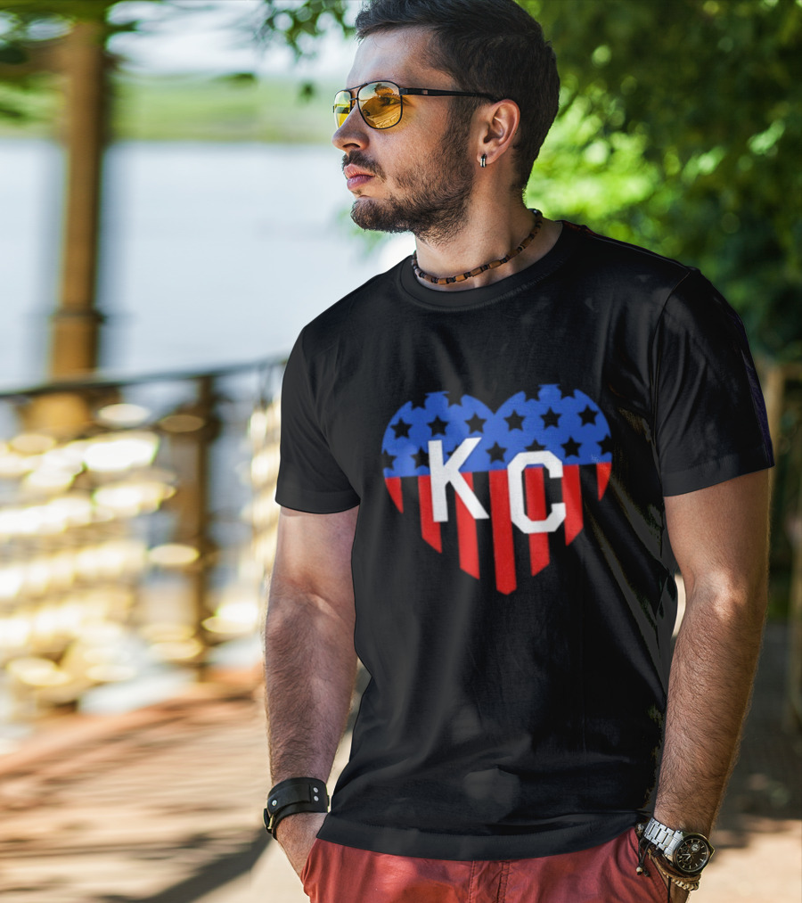 USA Stars Stripes Heart KC Kansas City T-Shirt