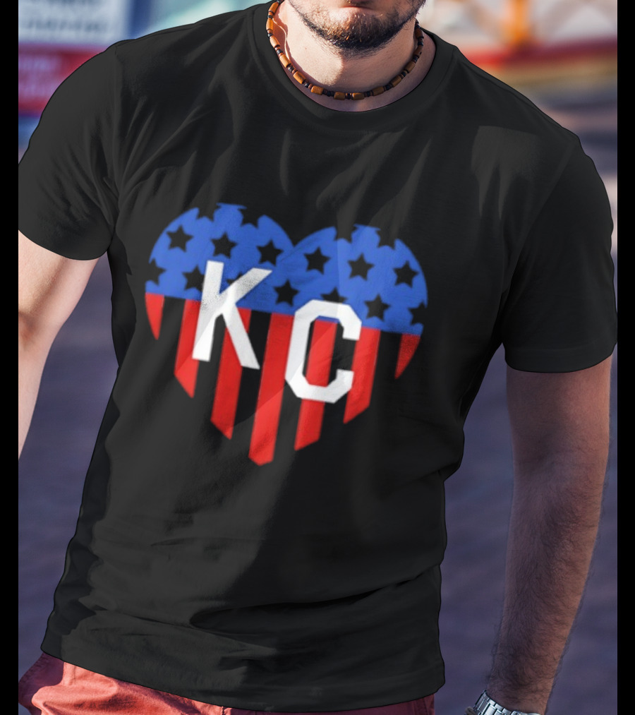 USA Stars Stripes Heart KC Kansas City T-Shirt