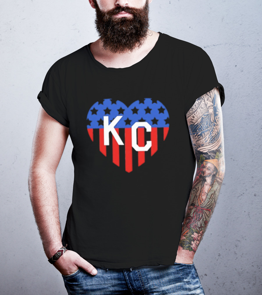USA Stars Stripes Heart KC Kansas City T-Shirt
