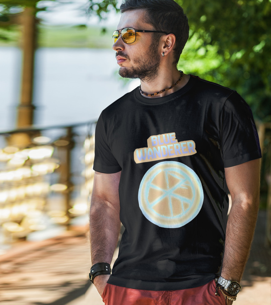 Blue Wanderer Basketball Neon Glow Circle T-Shirt