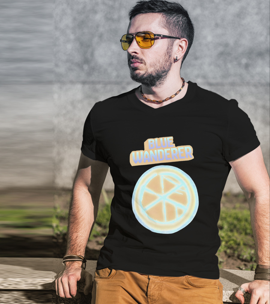 Blue Wanderer Basketball Neon Glow Circle T-Shirt