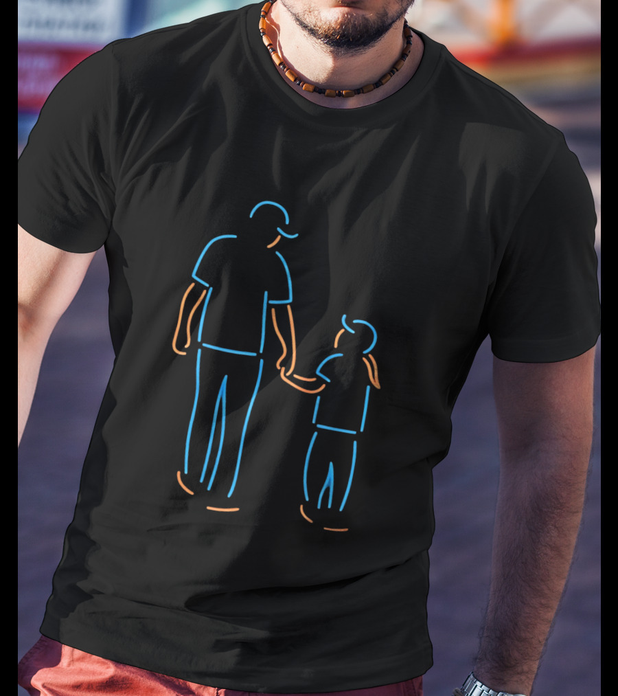 Father And Daughter Walking Neon T-Shirt