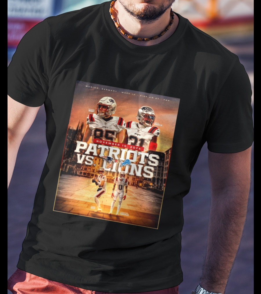 New England Patriots Vs Detroit Lions November 15 2026 Munich Germany Week 10 FOX T-Shirt