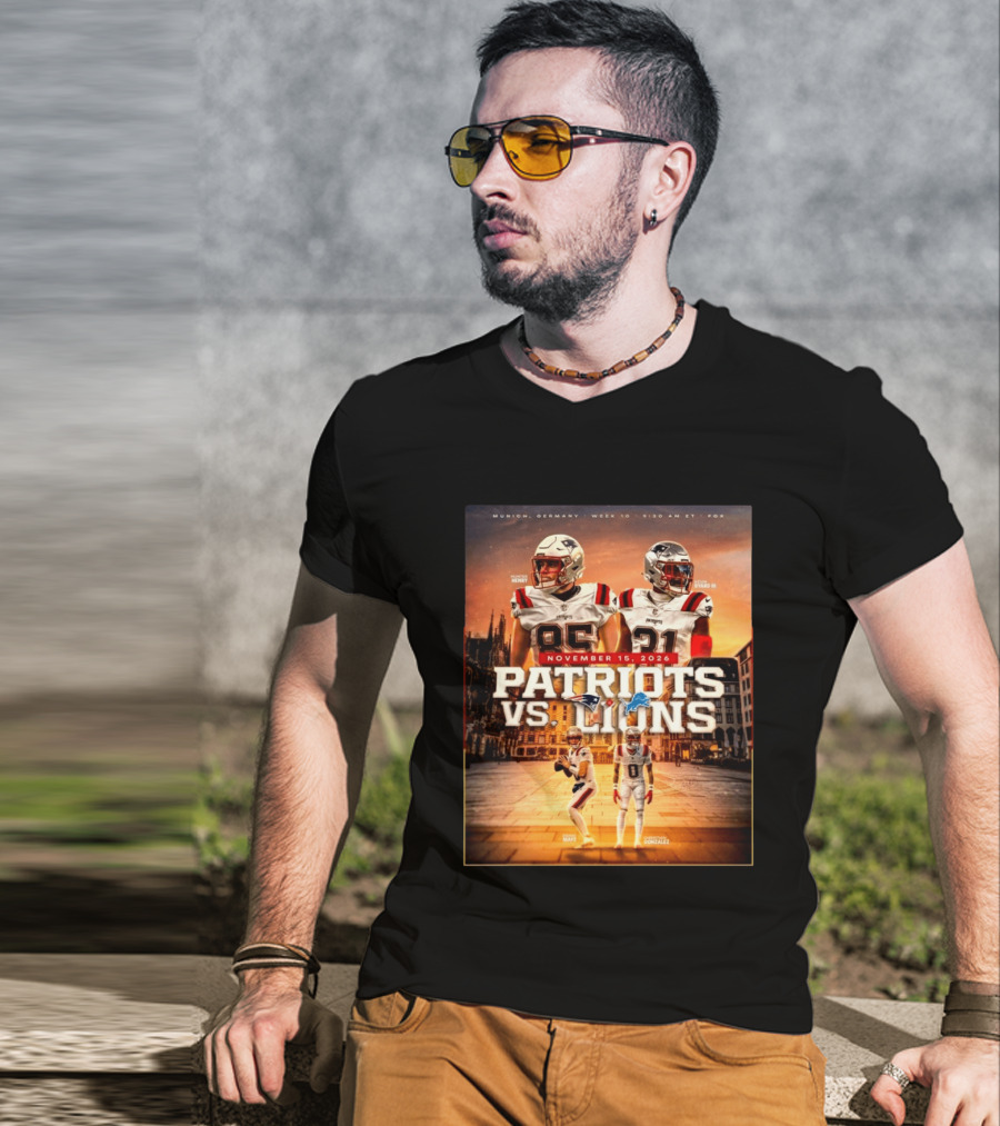 New England Patriots Vs Detroit Lions November 15 2026 Munich Germany Week 10 FOX T-Shirt
