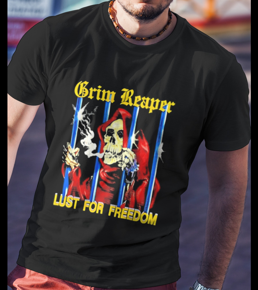 Grim Reaper Behind Bars Lust For Freedom T-Shirt